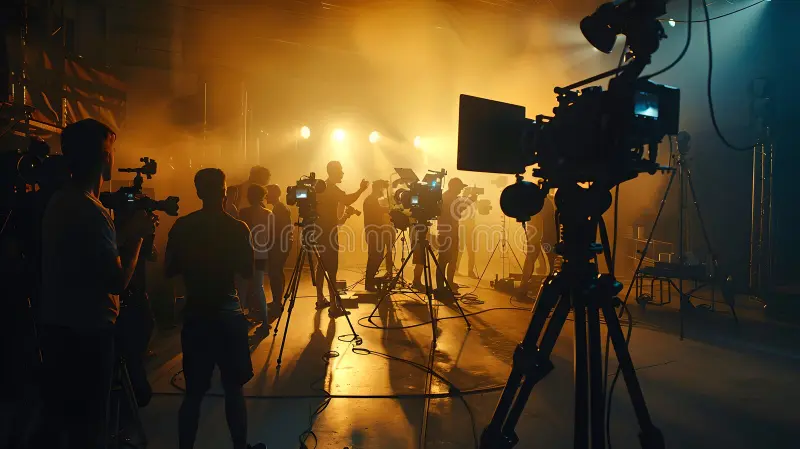 behind-scenes-look-film-set-crew-silhouette-camera-lights-atmosphere-movie-production-captured-315449716